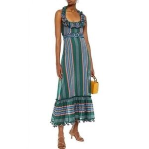 Zimmermann Allia Ruffled Striped Cotton Maxi Dress (size 1)